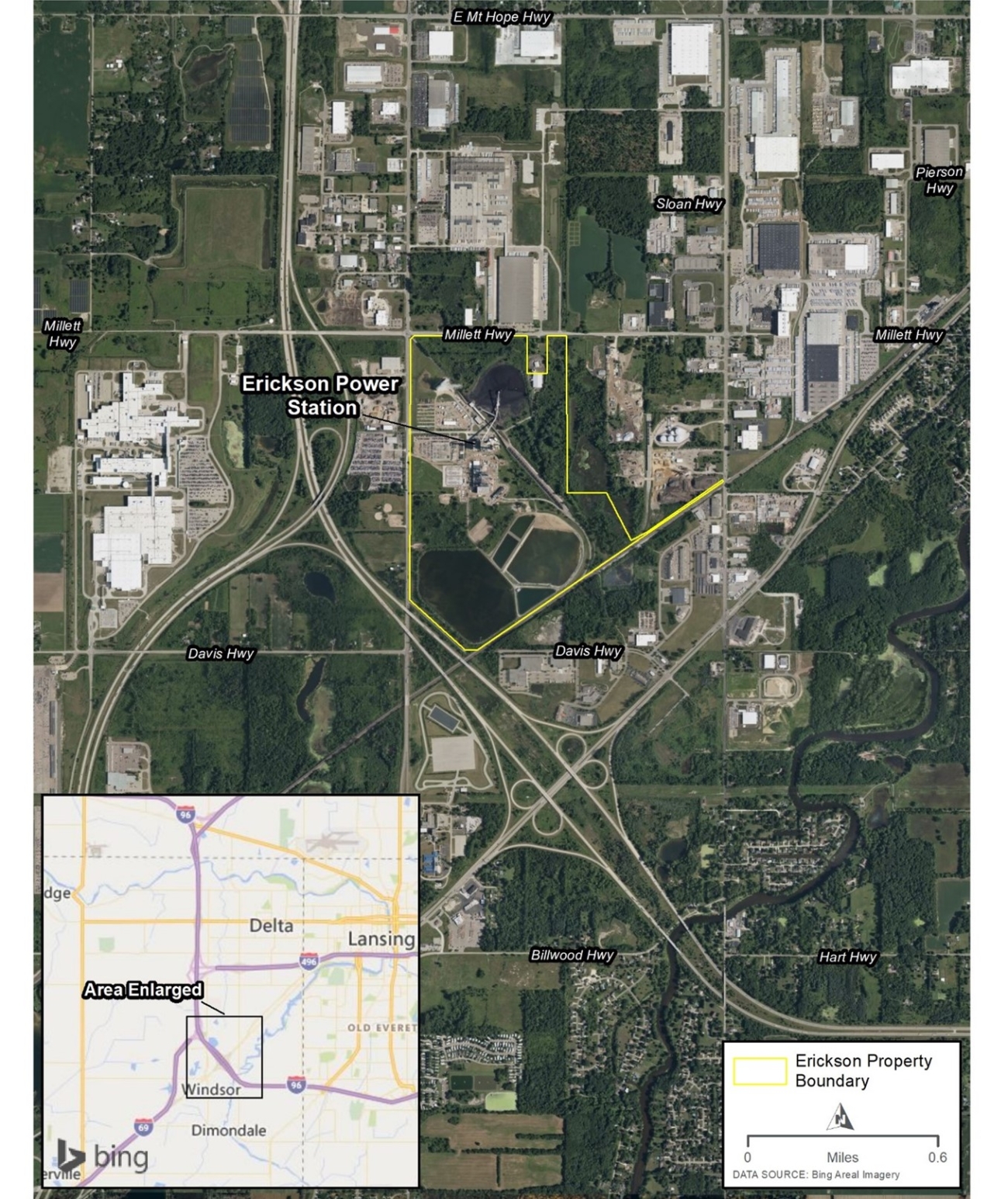 map showing Erickson Station site.